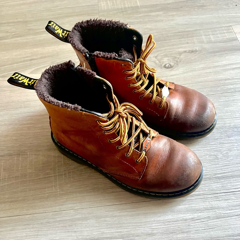 Dr. Martens Kids Leather Ankle Boots Brown -Size 5